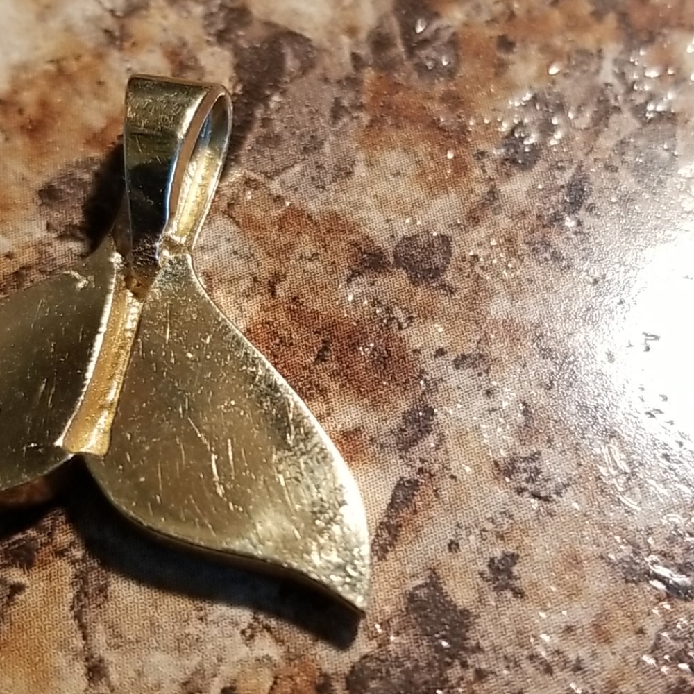 14kt Opal Whale Tail Pendant - Picture 3 of 5